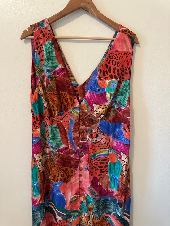 Farm Rio Multicolor V Neck Midi Dress - Size XL - Picture 3 of 12